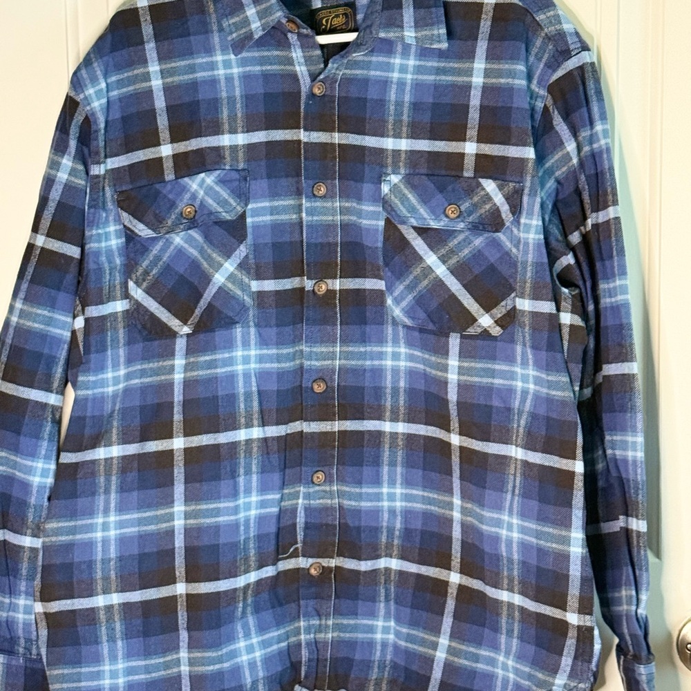Jachs XLarge Heavy Weight Blue Plaid Flannel Button Up